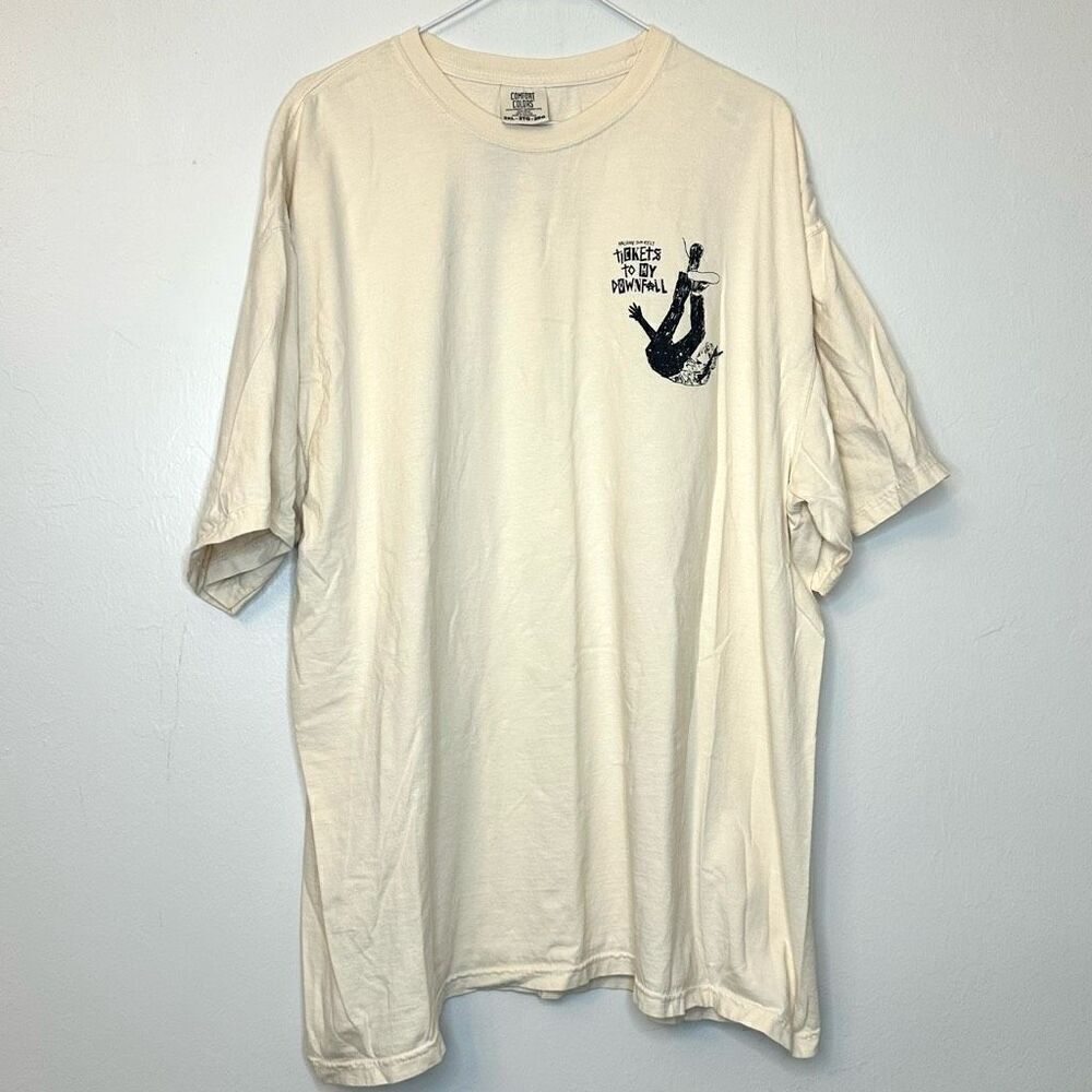 Comfort Colors Cotton Machine Guns Tickets To My Downfall T-shirt Cream 2XL